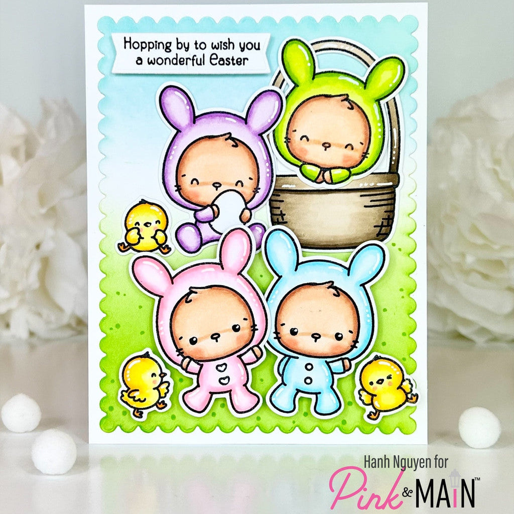 Pink and Main Egg-stra Sweet Clear Stamp and Die Set easter basket