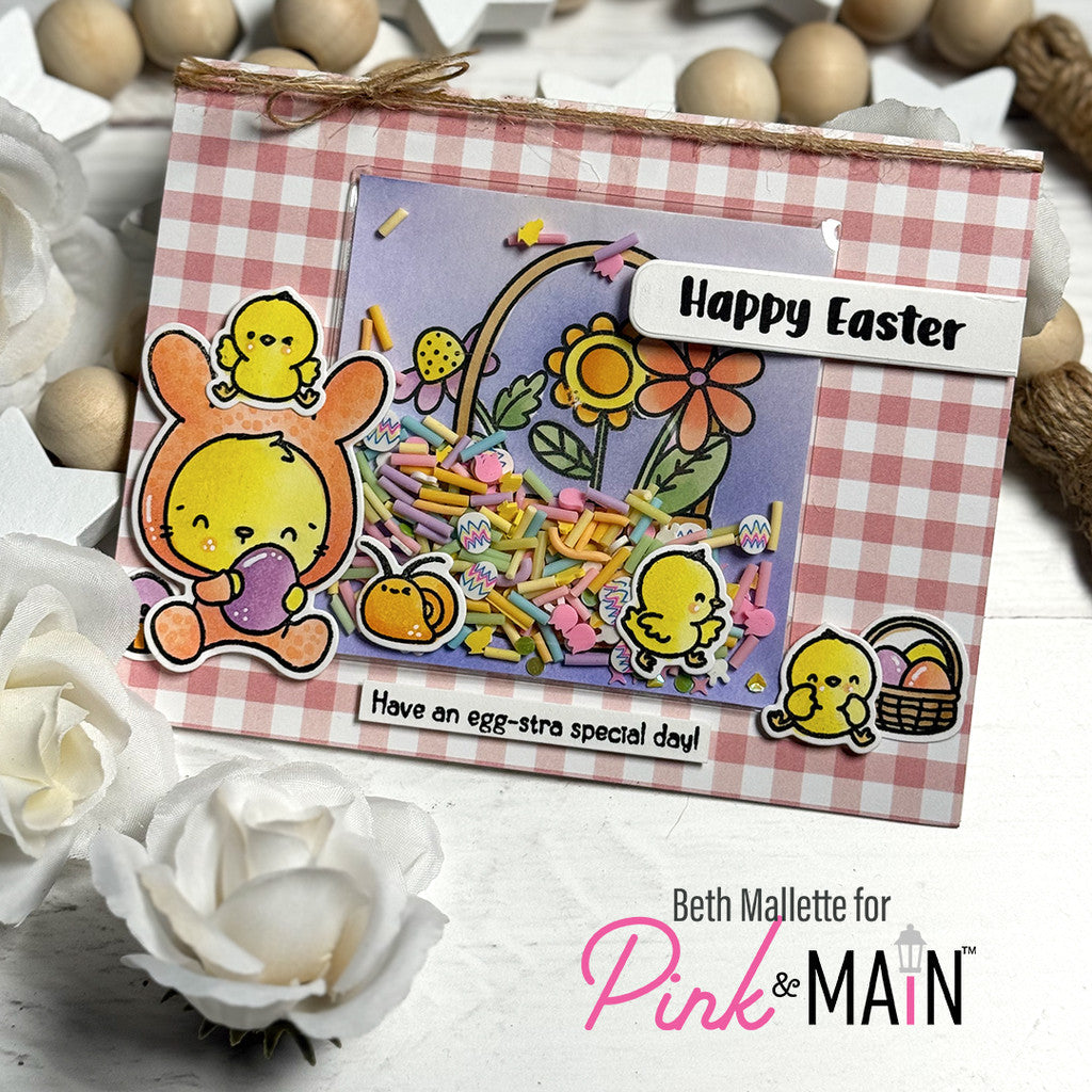 Pink and Main Egg-stra Sweet Clear Stamp and Die Set shaker card