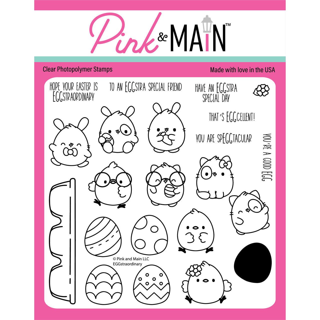 Pink and Main Eggstraordinary Clear Stamps pm0758