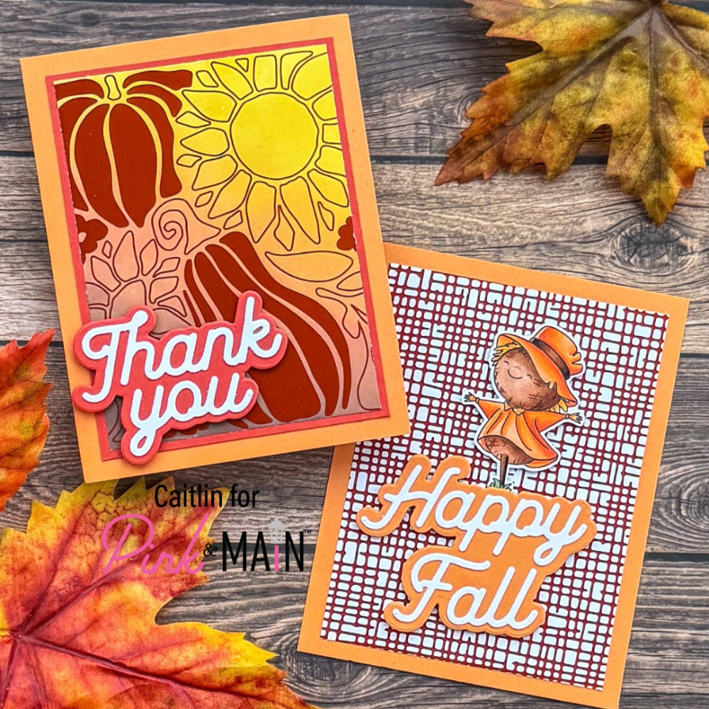 Pink and Main Fall Greetings Stencil and Foilables Sheets Set thank you
