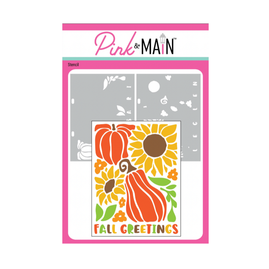 Pink and Main Fall Greetings Stencils pms137