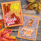 Pink and Main Fall Greetings Stencils pms137 thank you