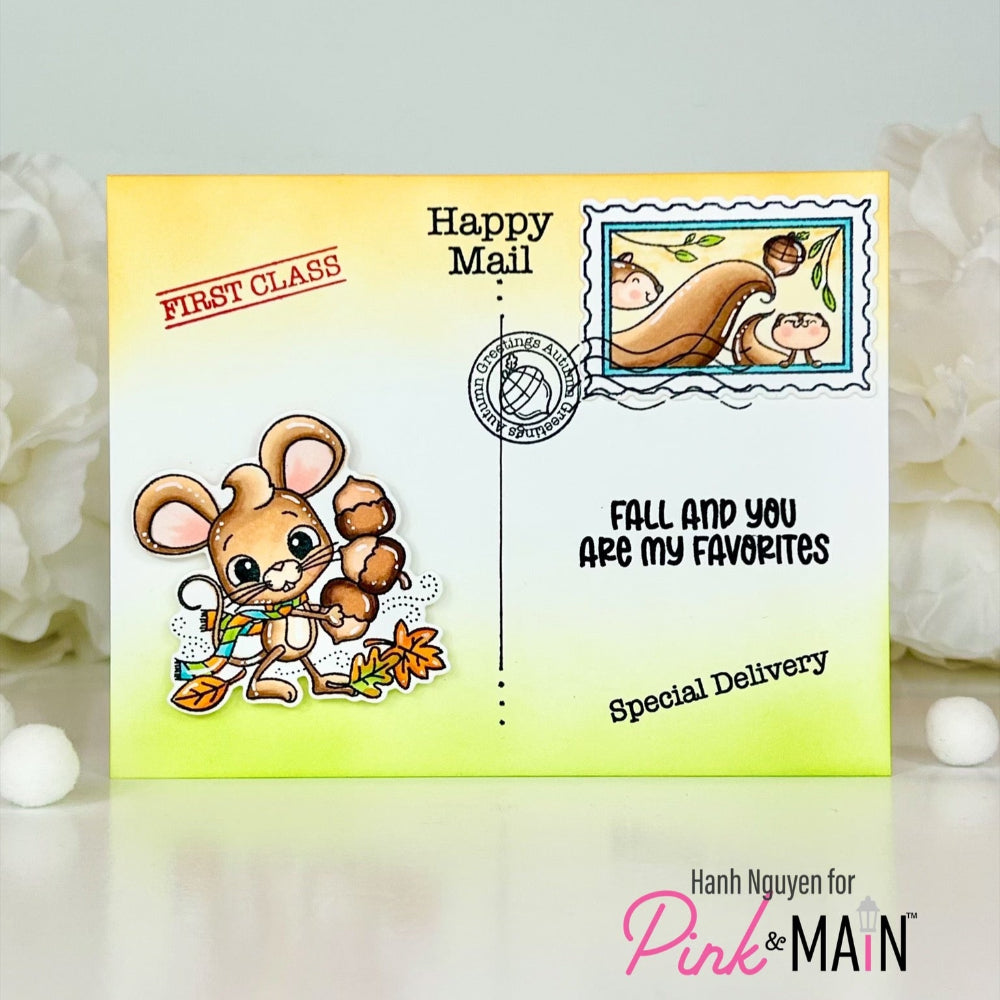 Pink and Main Fall Postage Stamps Clear Stamps pm0810 postcard