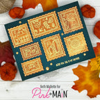 Pink and Main Fall Postage Stamps and Postage Stamp Die Set golden