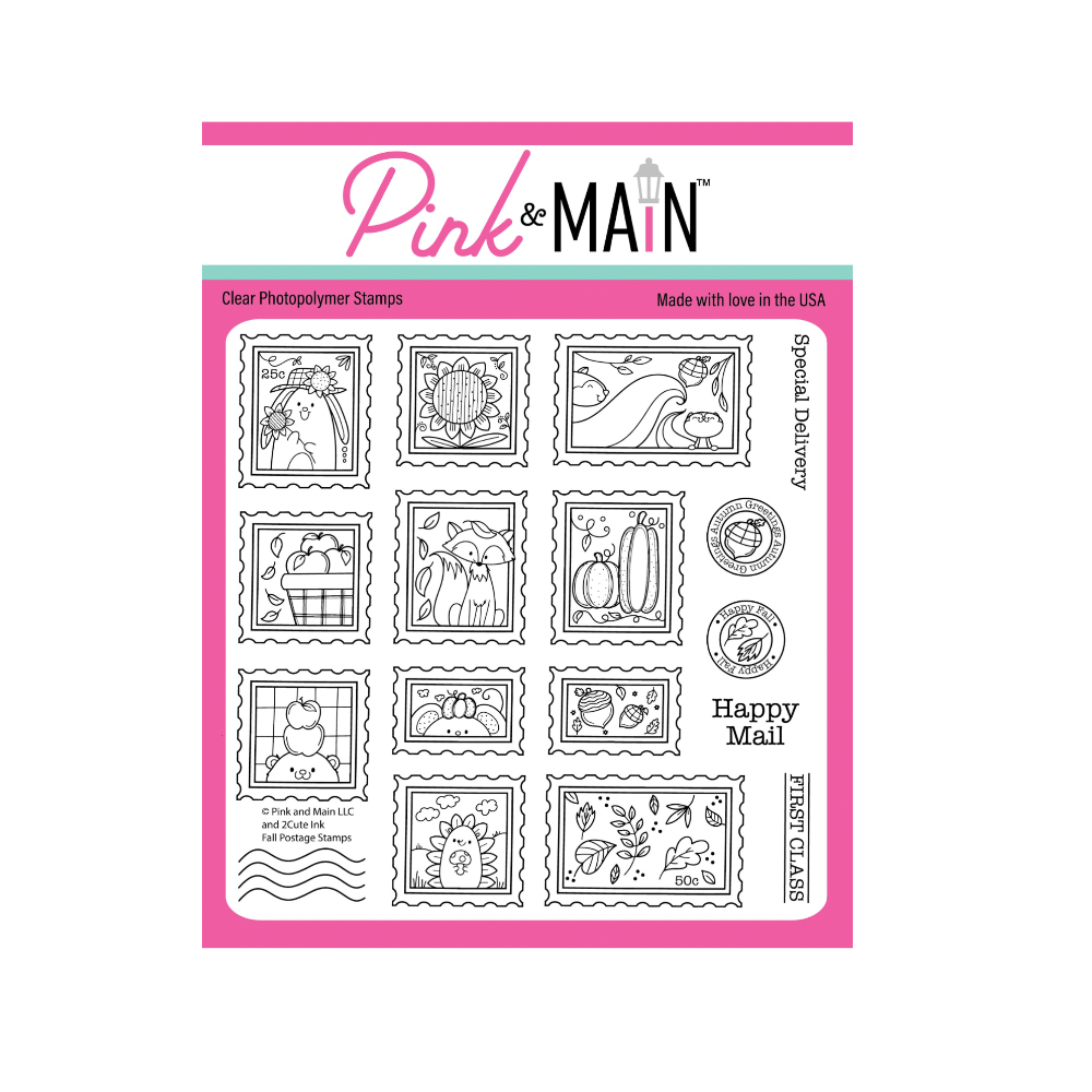 Pink and Main Fall Postage Stamps and Postage Stamp Die Set image 1