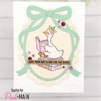 Pink and Main Fancy Oval with Bow Dies pnm863 goose book