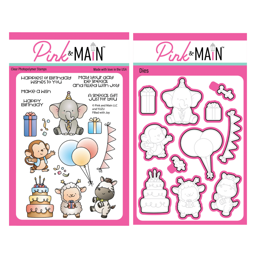 Pink and Main Filled With Joy Clear Stamp and Die Set