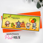 Pink and Main Filled With Joy Clear Stamp and Die Set orange and green