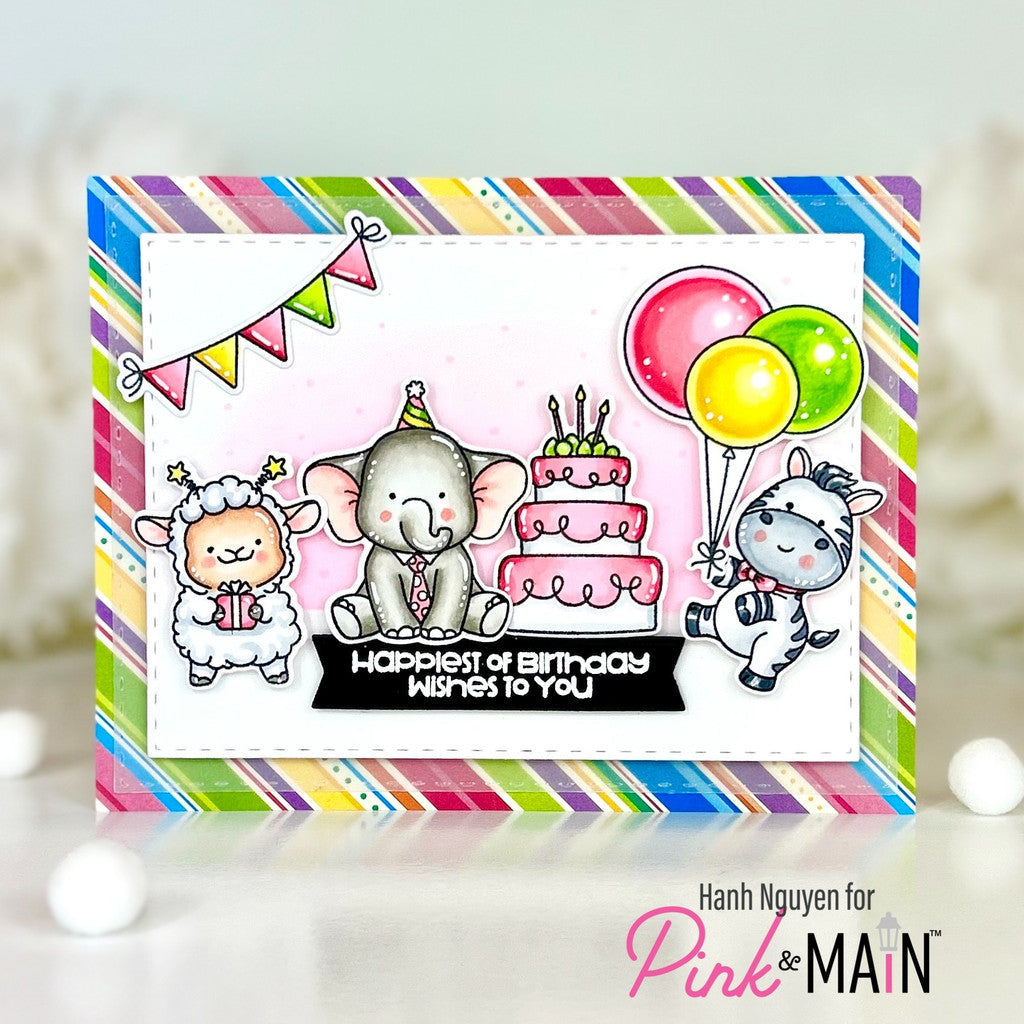 Pink and Main Filled With Joy Clear Stamps pm0859 balloons