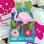 Pink and Main Flamingo Pop Up Card Dies pnm882 well wishes pop up card