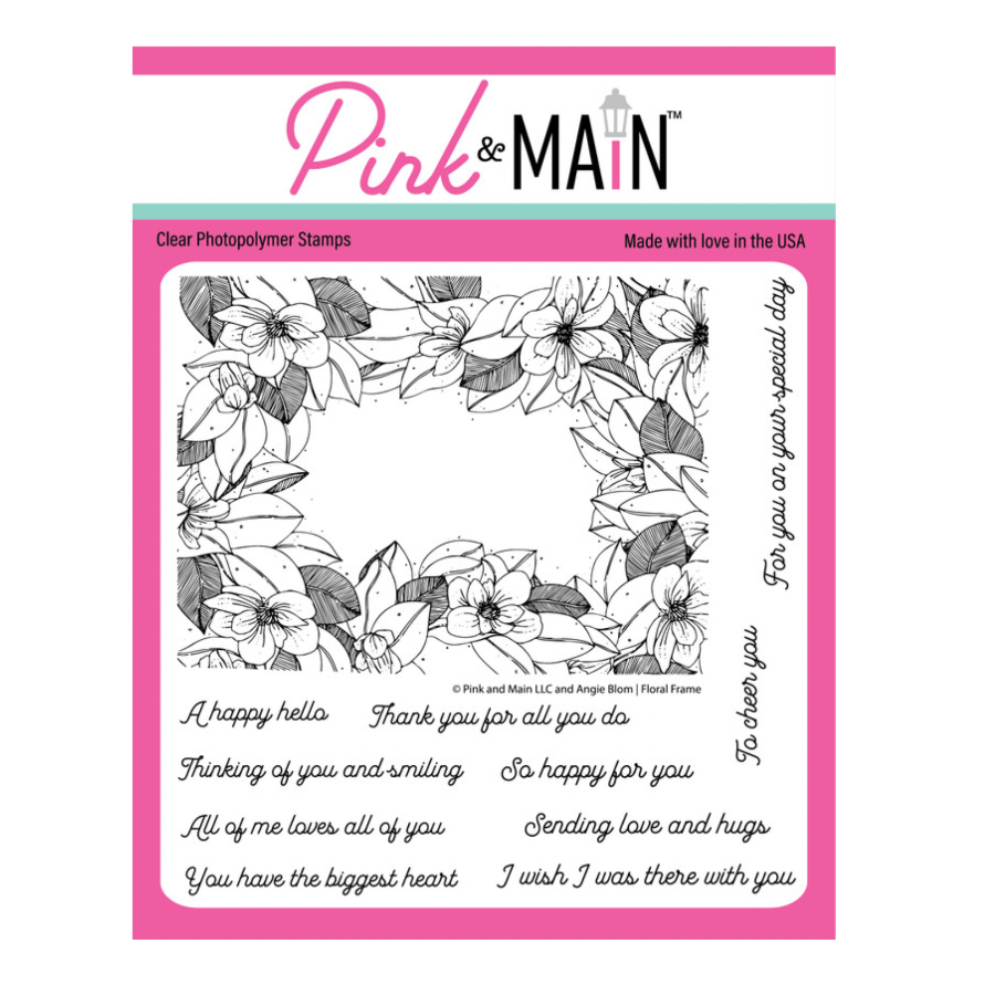Pink and Main Floral Frame Clear Stamps pm0849