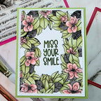 Pink and Main Floral Frame Clear Stamps pm0849 miss your smile