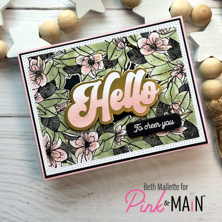 Pink and Main Floral Frame Clear Stamps pm0849 tropical flowers