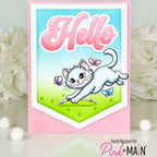 Pink and Main Floral Frame Dies pnm829 cute kitten