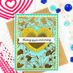 Pink and Main Floral Frames Clear Stamp and Die Set golden background