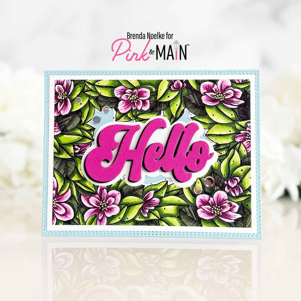 Pink and Main Floral Frames Clear Stamp and Die Set tropical flowers
