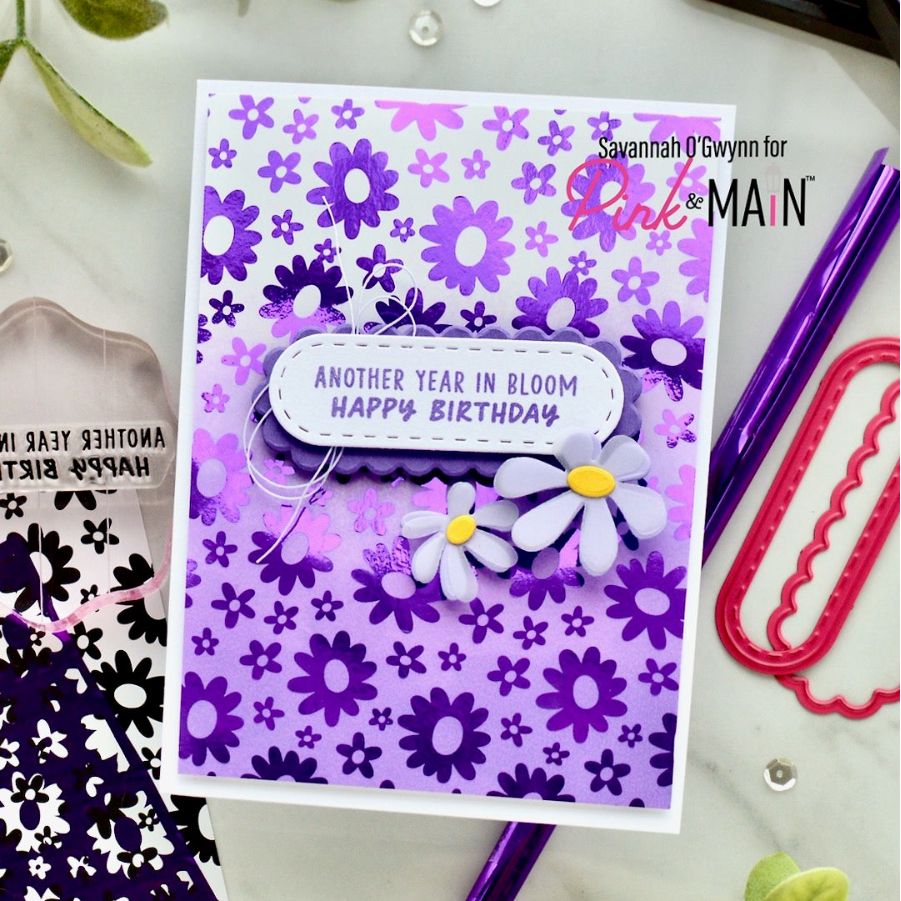 Pink and Main Flower Market Foilables Panels pmf419 purple happy birthday card