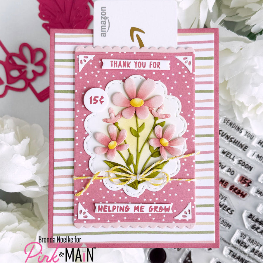 Pink and Main Flower Seed Packet Dies pnm892 thank you pink flowers card
