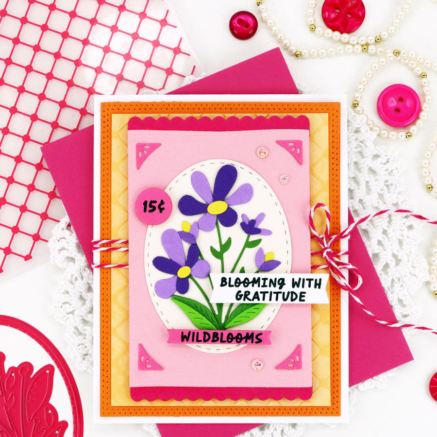 Pink and Main Flower Seed Packet Sentiments Clear Stamps pm0893 blooming with gratitude flowers card