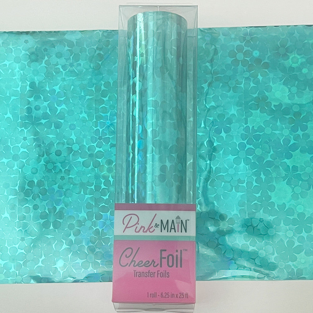 Pink and Main Flowers Teal Cheerfoil Roll pmf365