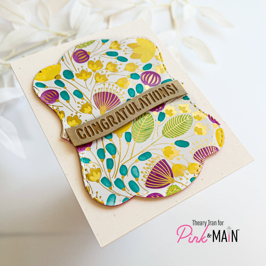 Pink and Main Flowers in the Breeze Foilables Panels pmf338 congratulations