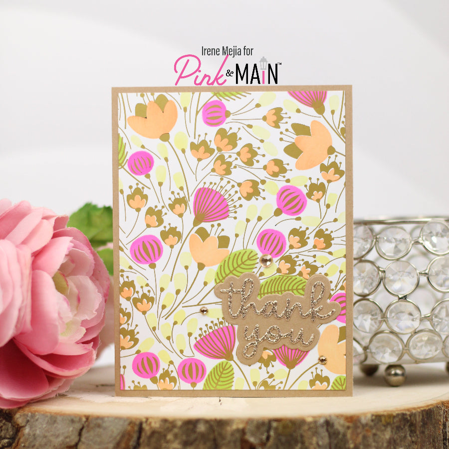 Pink and Main Flowers in the Breeze Foilables Panels pmf338 thank you