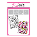 Pink and Main Flowers in the Breeze Stencil and Foilables Set pms135