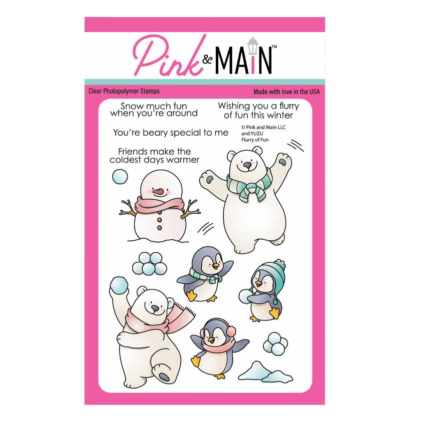 Pink and Main Flurry of Fun Clear Stamp and Die Set image 1