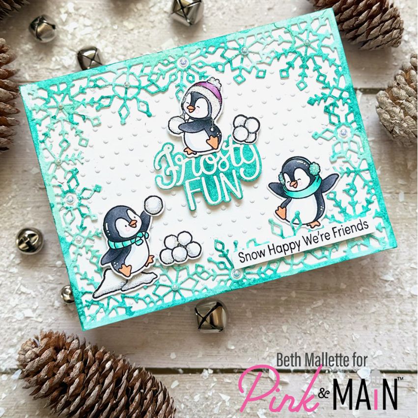 Pink and Main Flurry of Fun Clear Stamps pm0830  penguins