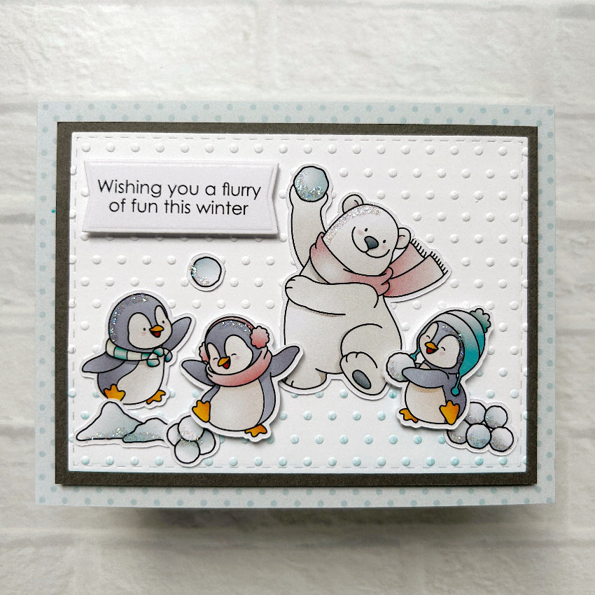 Pink and Main Flurry of Fun Clear Stamps pm0830 snowballs