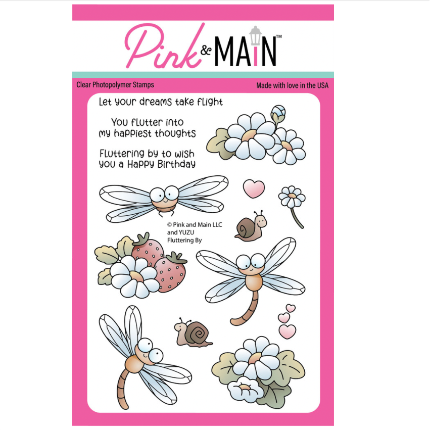 Pink and Main Fluttering By Clear Stamps pm0875
