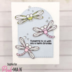 Pink and Main Fluttering By Clear Stamps pm0875 happy birthday