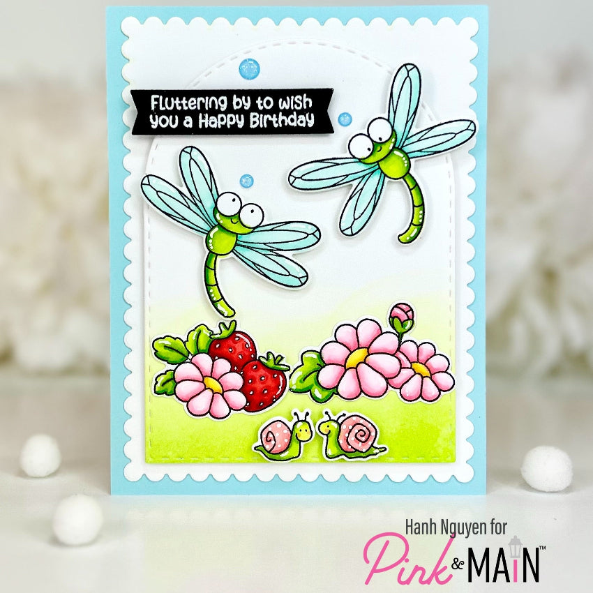 Pink and Main Fluttering By Clear Stamps pm0875 pink flowers