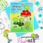 Pink and Main Fun Froggies Clear Stamp and Die Set belated birthday