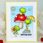 Pink and Main Fun Froggies Clear Stamp and Die Set mushroom