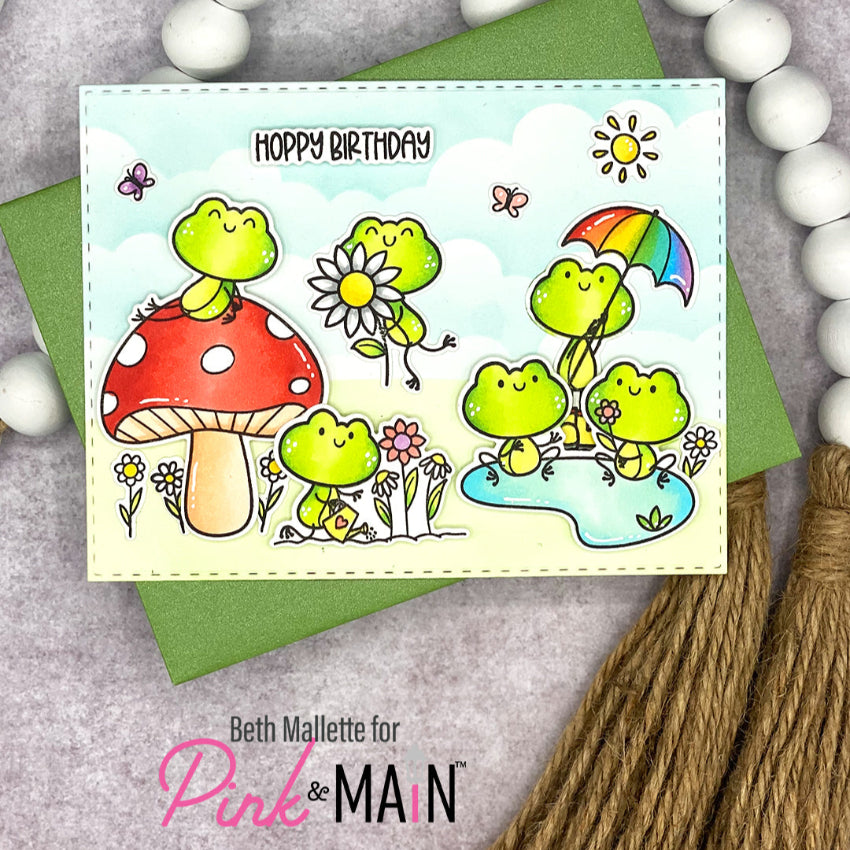 Pink and Main Fun Froggies Clear Stamps pm0785 happy birthday