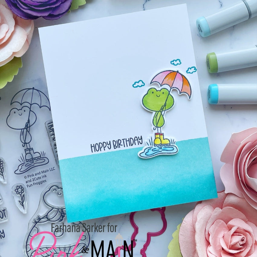 Pink and Main Fun Froggies Clear Stamps pm0785 rain