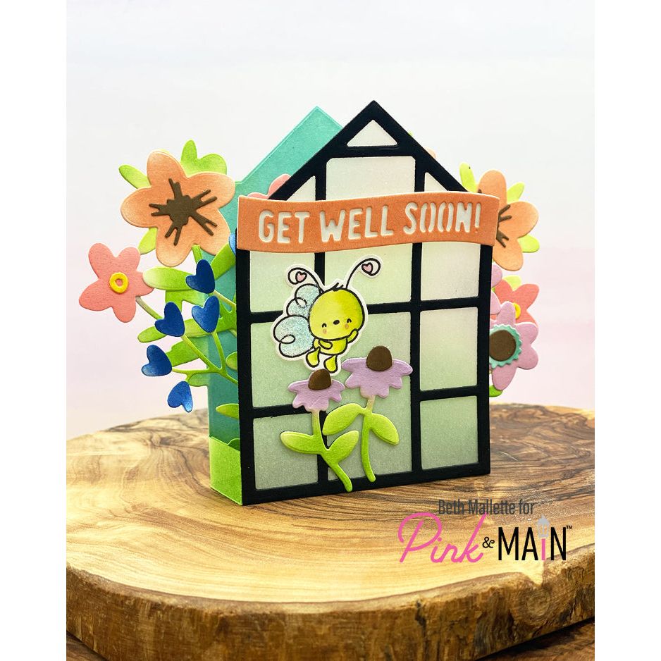 Pink and Main Fun Sentiment Banners Set 1 Dies pnm726 flowers