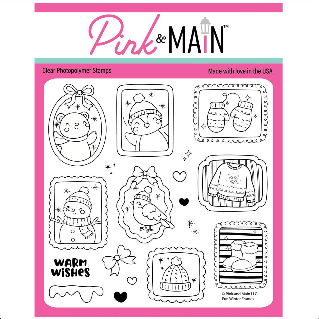 Pink and Main Fun Winter Frames Clear Stamp and Die Set product image 1