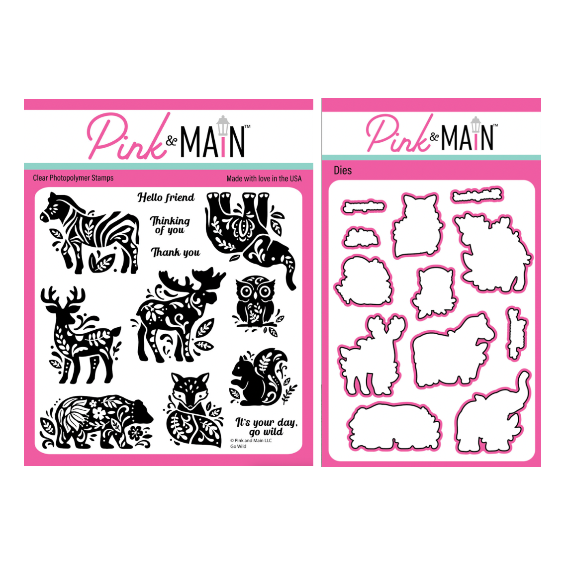 Pink and Main Go Wild Clear Stamp and Die Set