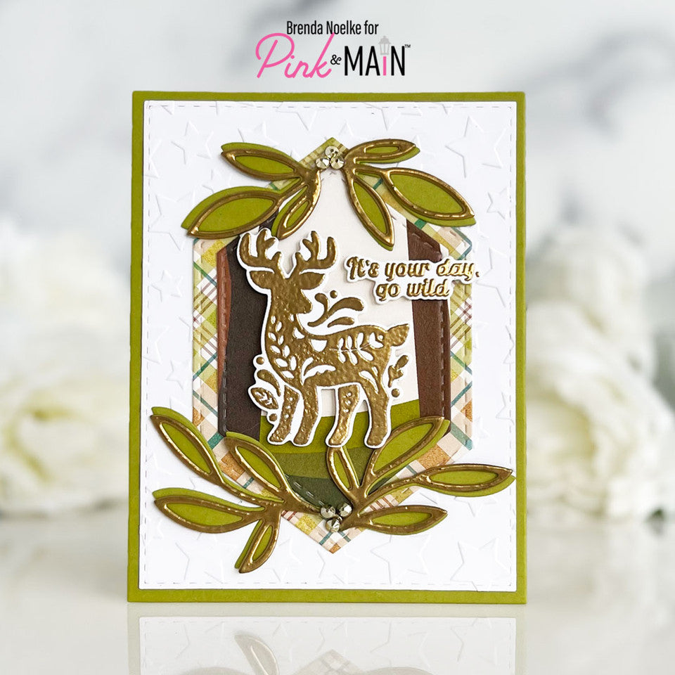 Pink and Main Go Wild Clear Stamp and Die Set deer