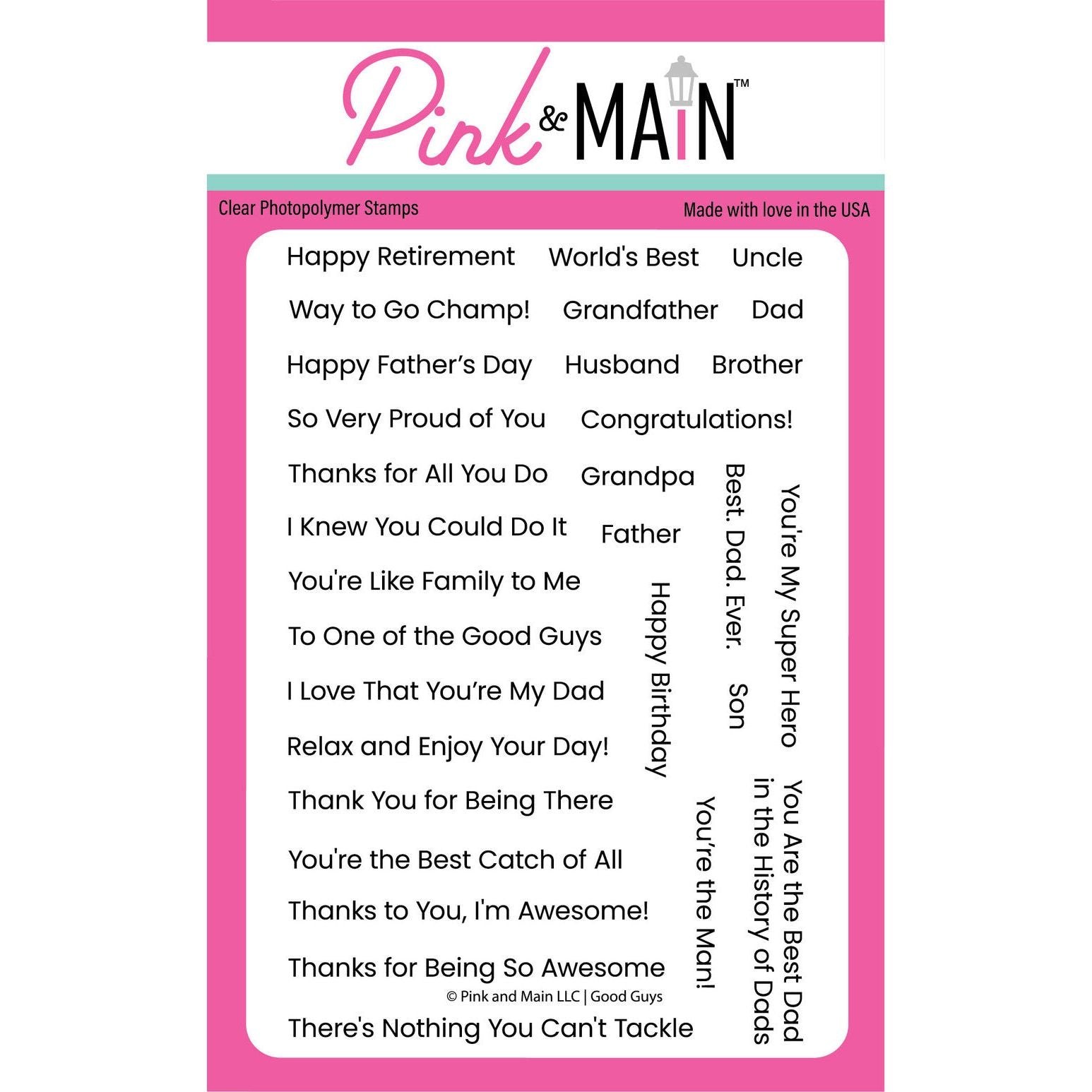Pink and Main Good Guys Clear Stamps pm0782