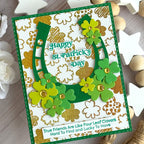 Pink and Main Green Shamrocks Foilables Panels pmf386 gold shamrocks