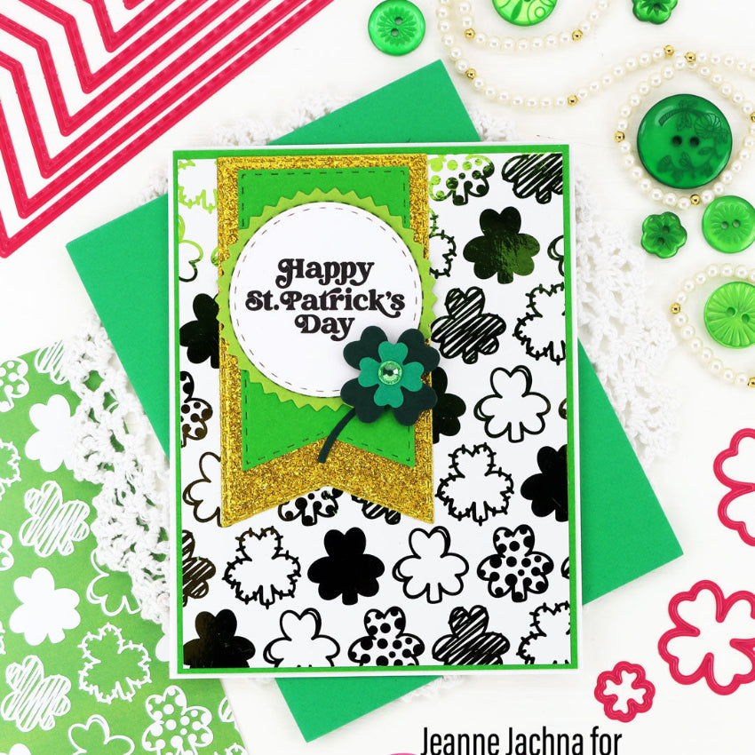 Pink and Main Green Shamrocks Foilables Panels pmf386 happy st. patrick's day