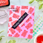Pink and Main Gummy Bear Stencils pms141 happy birthday