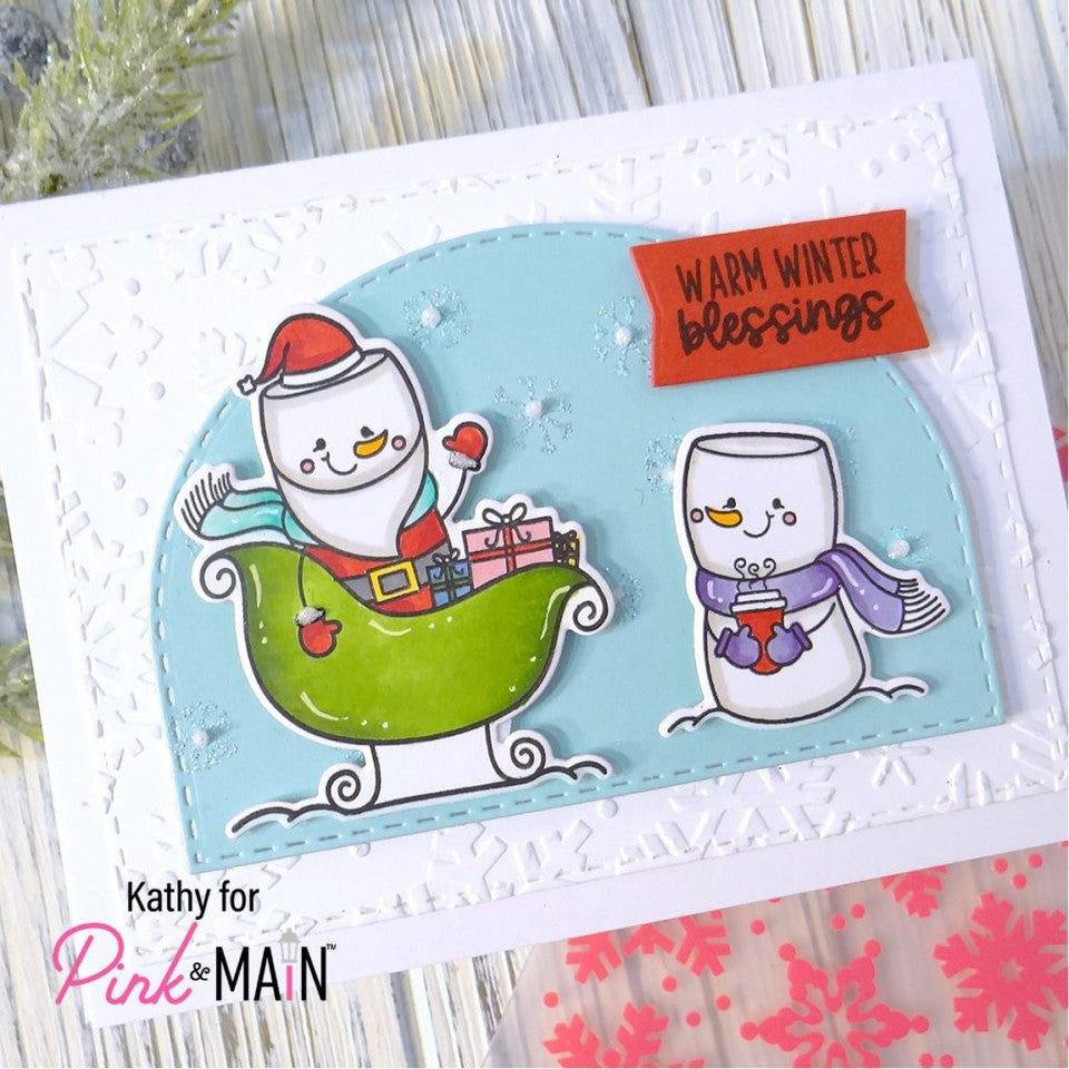 Pink and Main HELLO WINTER Clear Stamps PM0585 sleigh