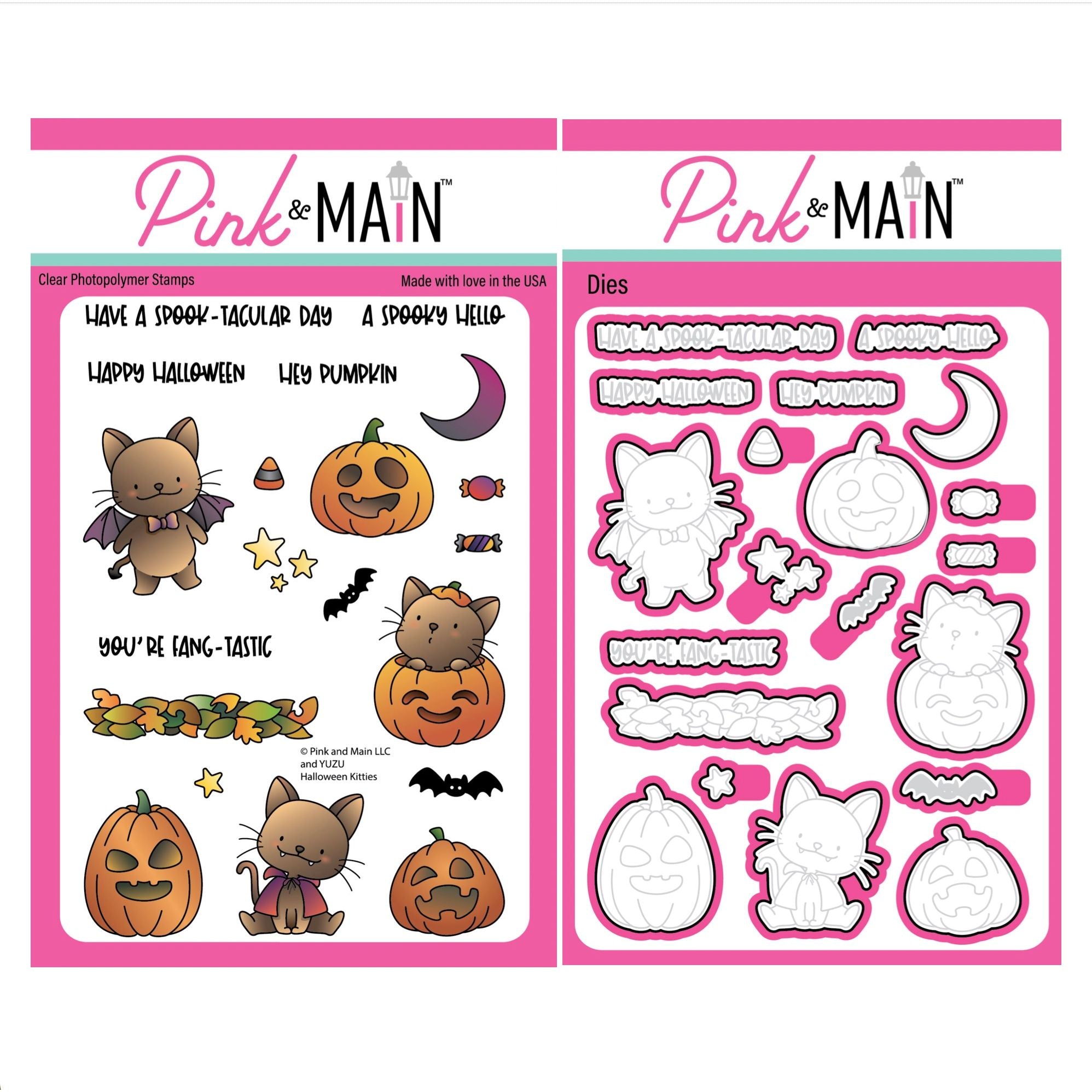 Pink and Main Halloween Kitties Clear Stamp and Die Set