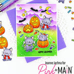 Pink and Main Halloween Kitties Dies pnm900 happy halloween card