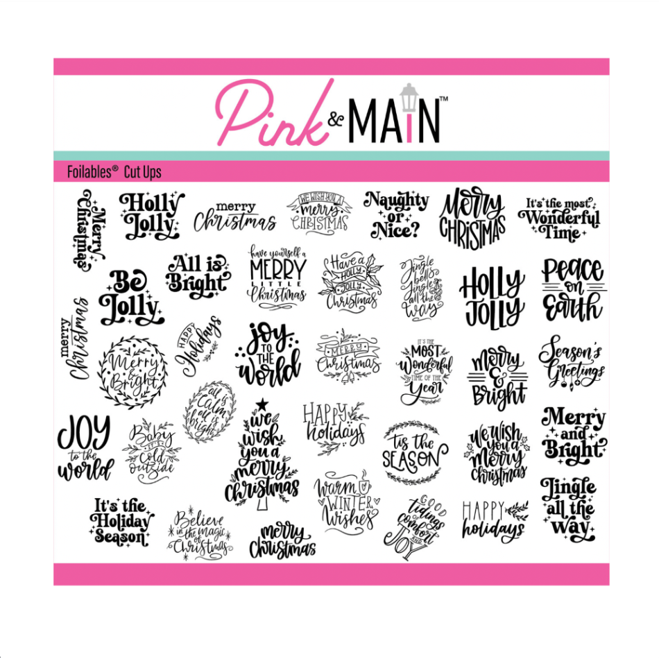 Pink and Main Handlettered Holiday Greetings Foilables Cut Ups pmf361