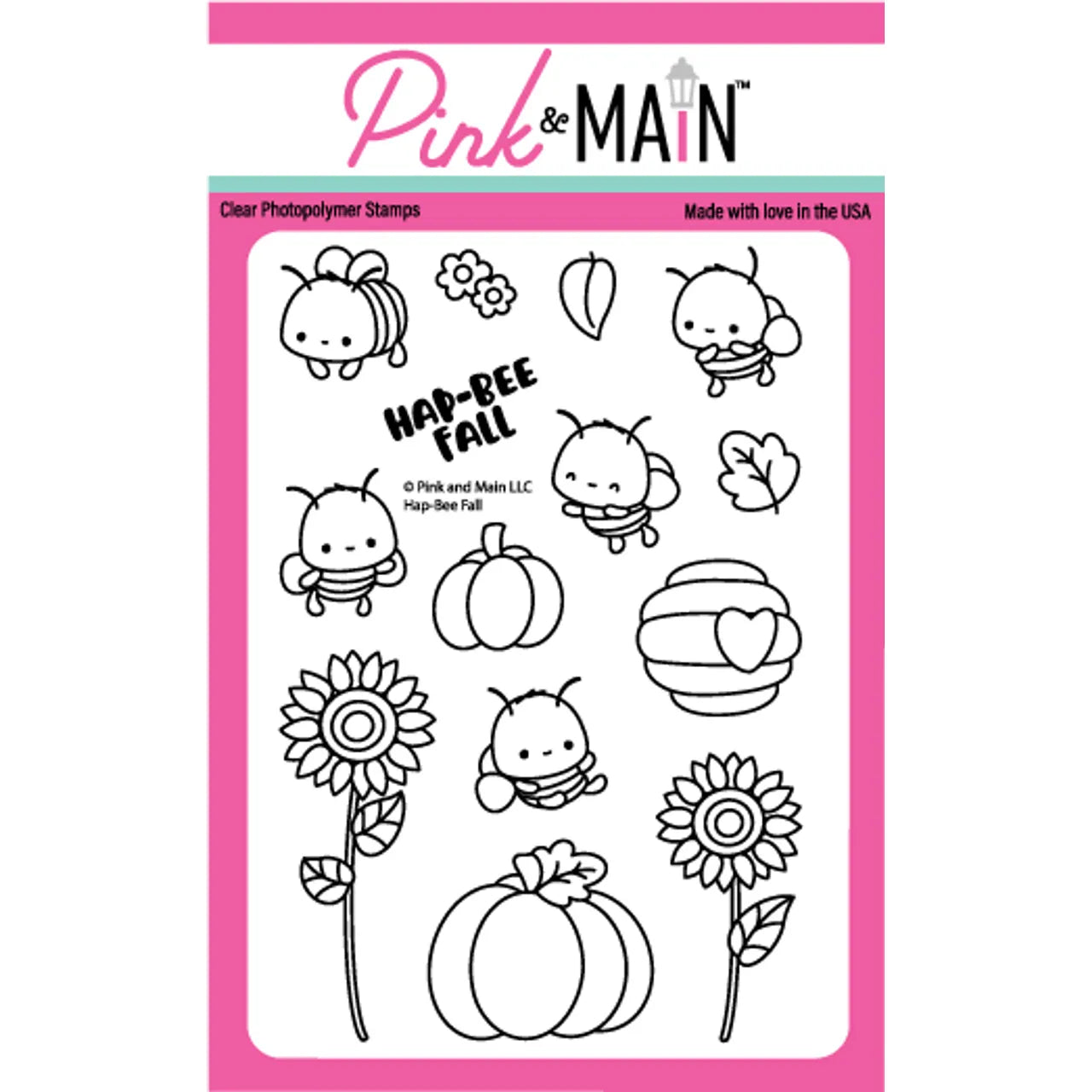 Pink and Main Hap Bee Fall Clear Stamps pm0722*